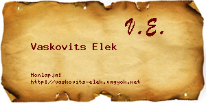 Vaskovits Elek névjegykártya